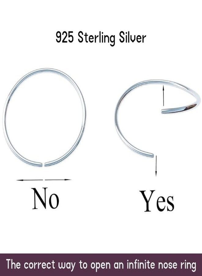 biliboom Tiny Sterling Silver Nose Ring Hoop 24G - Thin 7mm Small Nose Hoop for Women - Handmade 925 Silver Nose Piercing Jewelry - Lightweight Snug Fit Hypoallergenic Nose Hoops Ring - Image 5